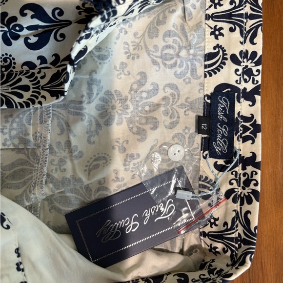 Trish Scully Constance Dress Long Sleeve Patterned in Navy and White - Picture 7 of 9